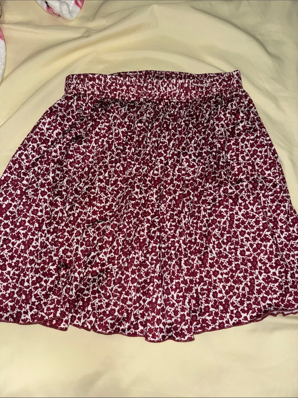 LOFT Red Floral Pleated Skirt